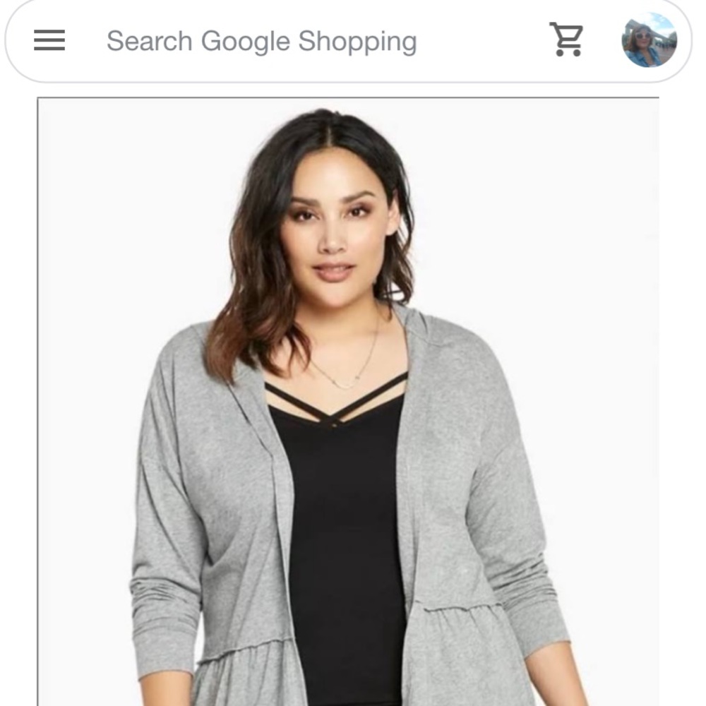 Torrid Grey hooded open front cardigan